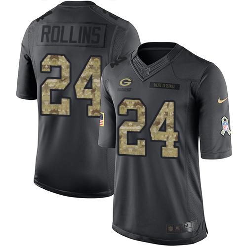 Nike Packers #24 Quinten Rollins Black Men's Stitched NFL Limited 2016 Salute To Service Jersey